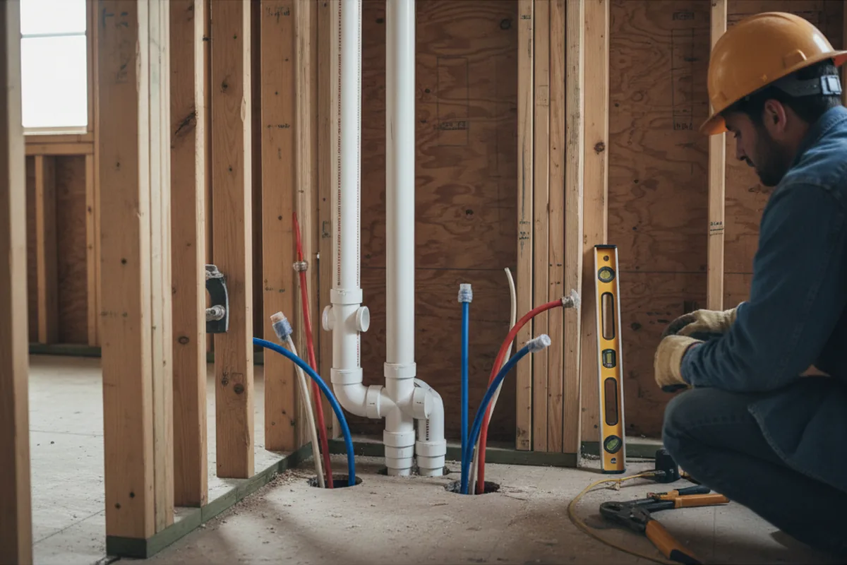 Drain and supply rough-in during Leak Detection in Bucyrus